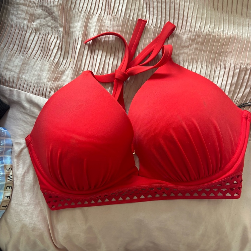 Shade Shore  36DD Red Halter Bikini Top